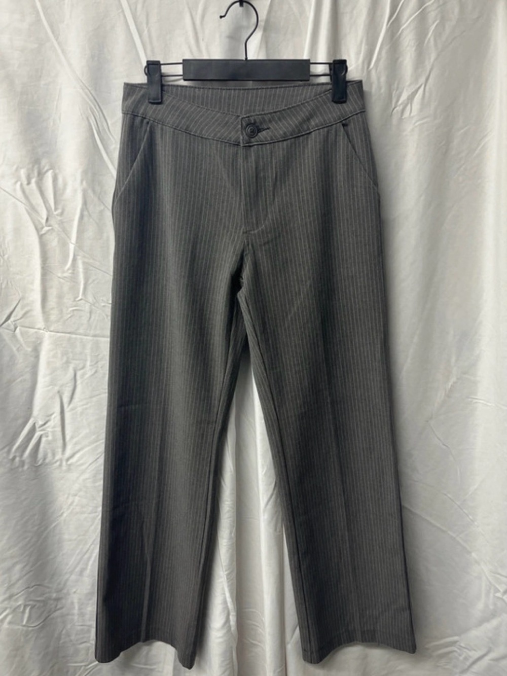 Straight Leg Pinstripe Dress Pants - Gray